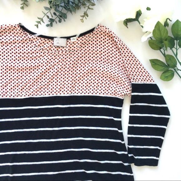 Anthropologie Tops - Anthropologie Postage Stamp Mixed Media Stripe Top